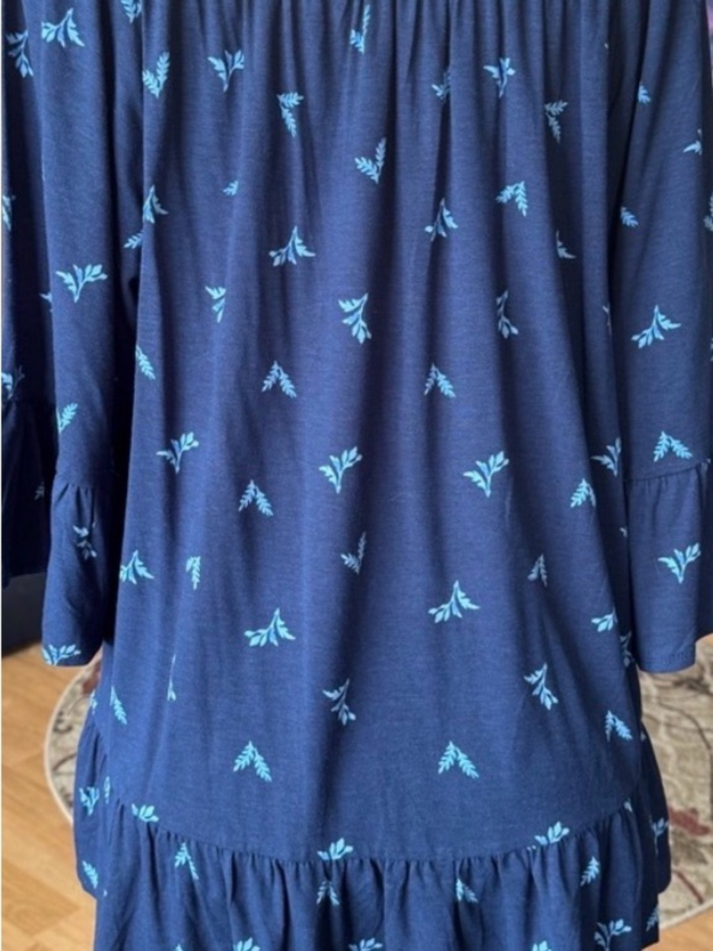 Women's Blue Summer Top Embroidered Look Peasant Final Sale - Picture 3 of 3